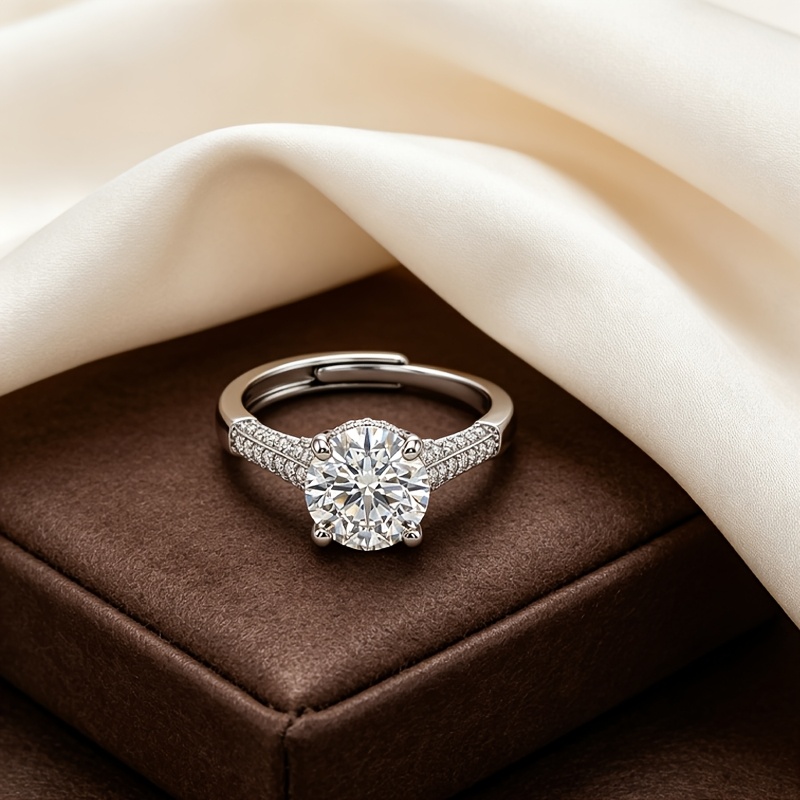 Women's Sparkling Starlight Open-End Ring with Synthetic Zirconia
